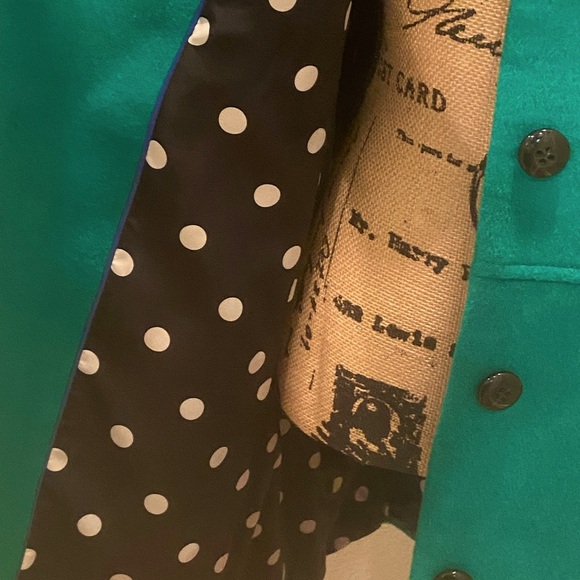 Talbots Emerald Green Faux Fur Collar Wool Blend Car Coat 14 NWT - Picture 10 of 11